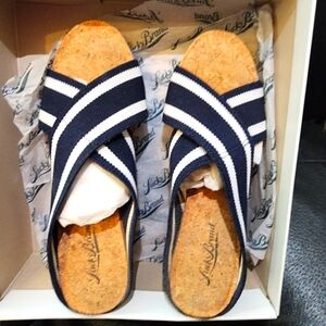 Navy Blue & White Wedge Sandal Size 7